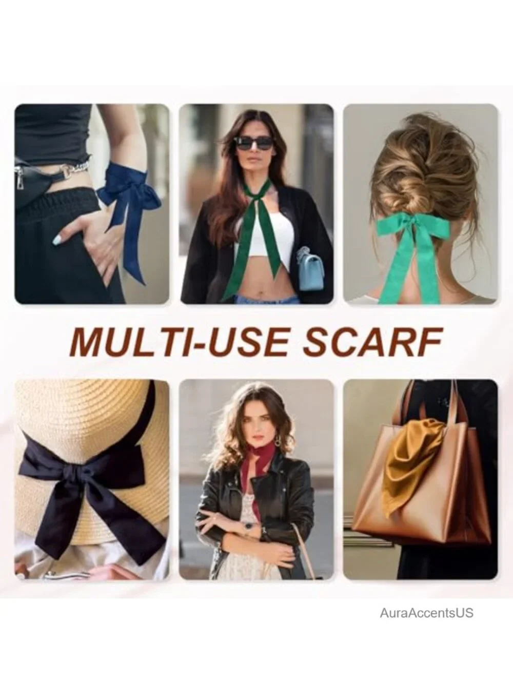 Silk Skinny Scarf Extra Long Ribbon Neckerchief Versatile Sash Headband Women